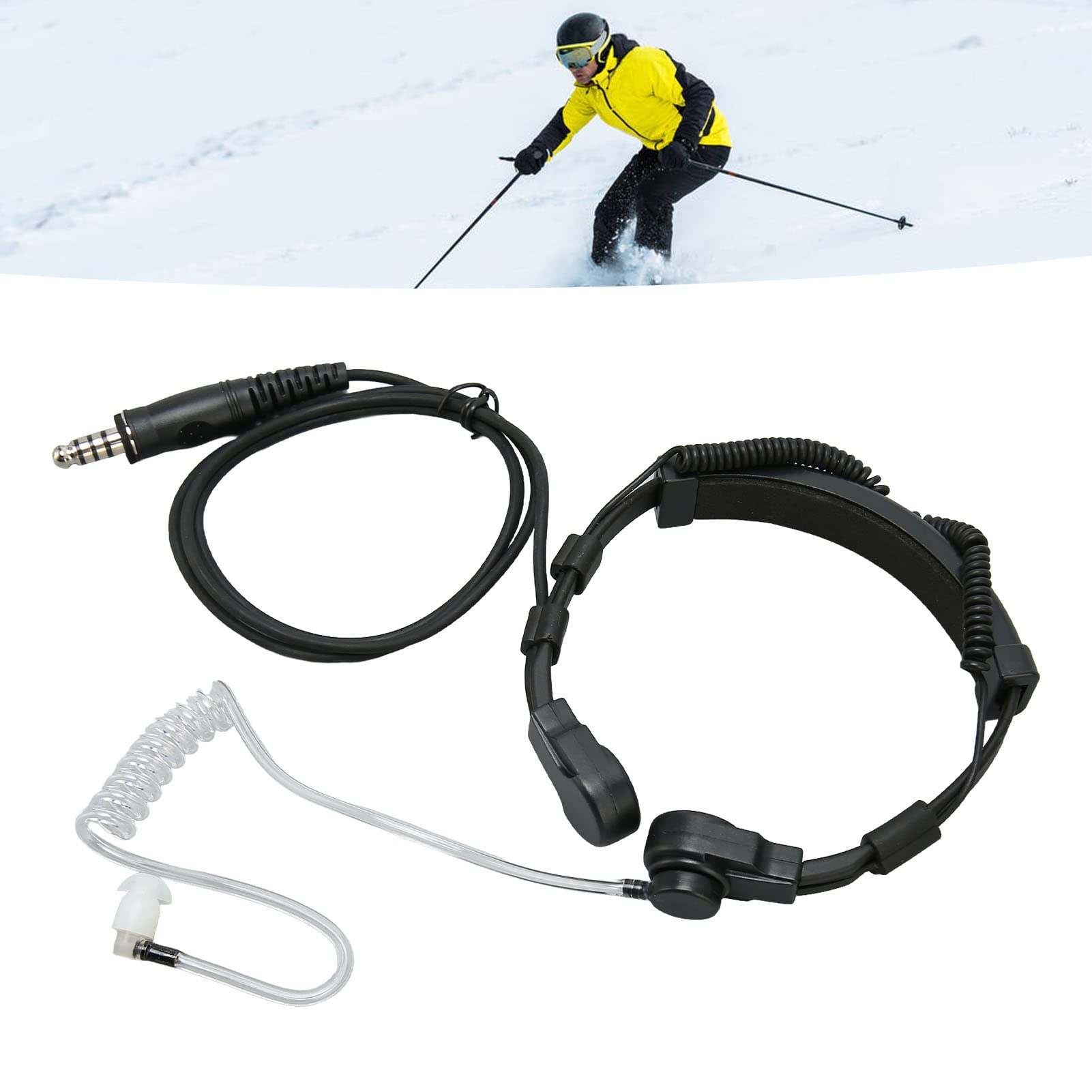 Adattatore PTT U94, Auricolare per Microfono a Gola per Alan per Midland Radio, Cavo Adattatore Militare Push-to-talk a Mani Libere con Auricolare per Microfono a Gola