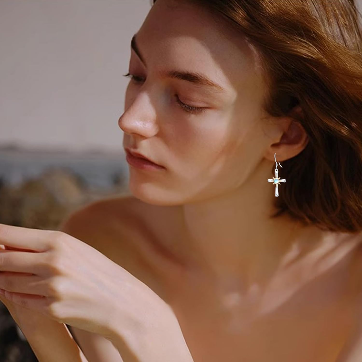 Star Earrings for Women 925 Sterling Silver Star Dangling Drop Earrings with Moonstone/Zircon Jewelry Gifts for Women - Image 3