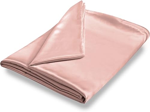 NSGZ Funda de edredón de 48 x 72 pulgadas para manta con peso, funda de manta de satén con peso extraíble y sedosa con 8 lazos y cierre seguro,