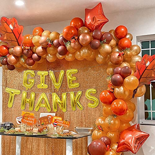 Renbangus Thanksgiving Photo Booth Props Gold Foil Give Thanks Balloons Kit,Funny Turkey Party Decorations Diy Selfie Props Set Thanksgiving Theme Party Favors Decorations #TOP6