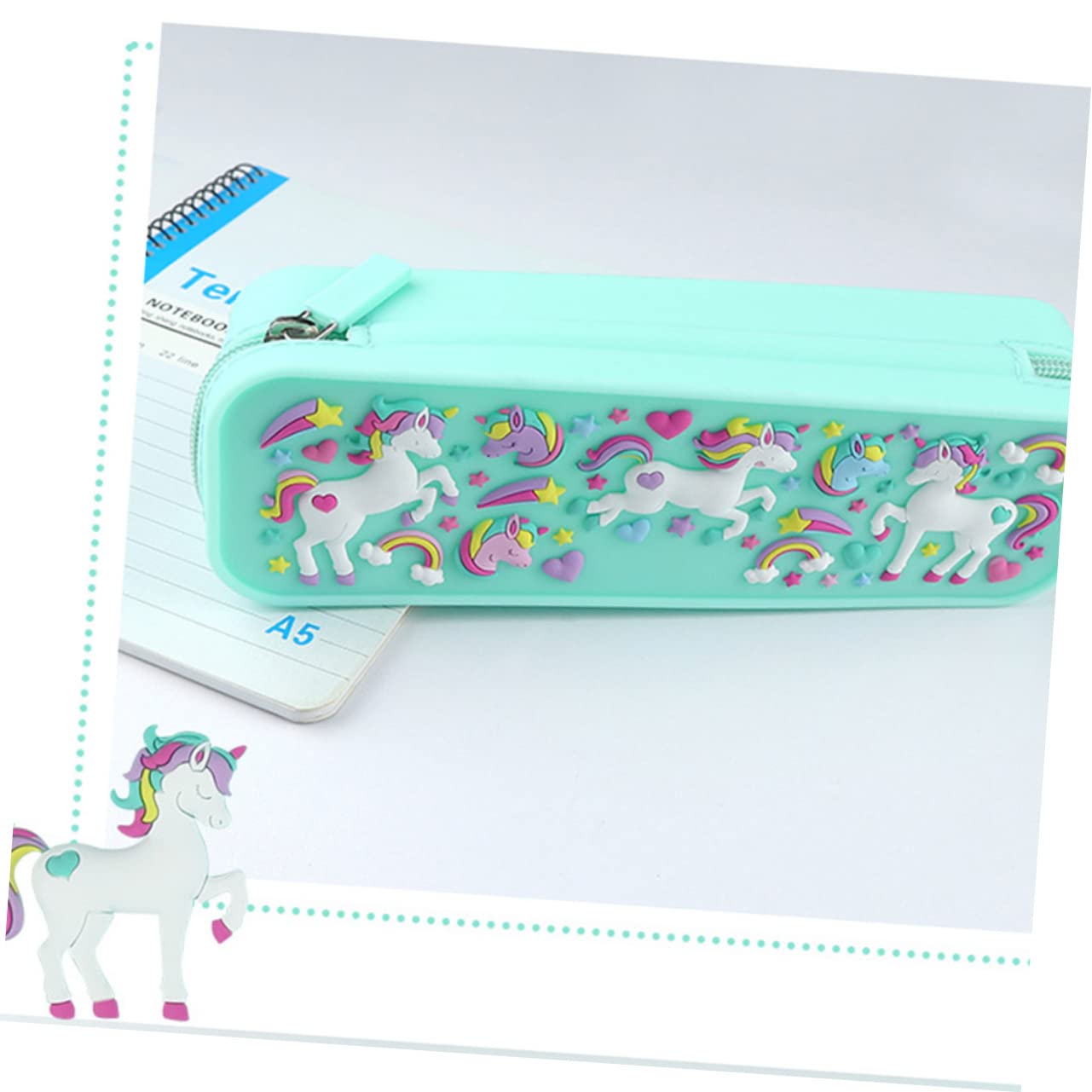 NUOBESTY 2pièces Trousse à Crayons Licorne Silicone Trousse Multifonctionnelle Étanche pour Filles Et Garçons Rangement Pratique pour Fournitures Scolaires Et Accessoires