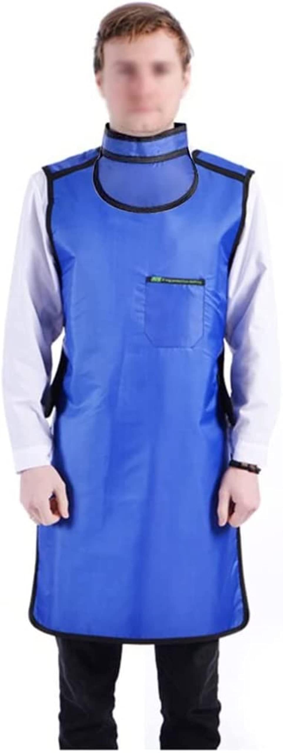 Radiation X-ray Protection, Xray Lead Clothes With Thyroid Shield Collar, Dental Lab Apron Radiation Protection (Color : Blue-0.35mmPb, Size : 110x60cm)