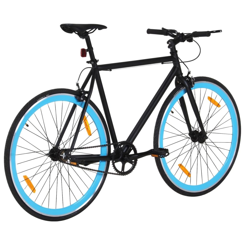 Bicicletta a scatto fisso, colore nero e blu, 700c, 51 cm