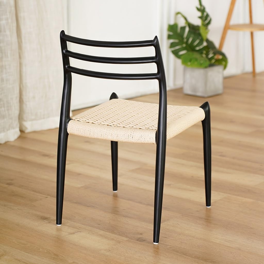 TemkIN Home Dining Chair, Rattan Solid Wood Seat, Patio Garden Leisure Chair, Outdoors Rattan Sunlounger, Lazy Home Backrest Wicker Chair