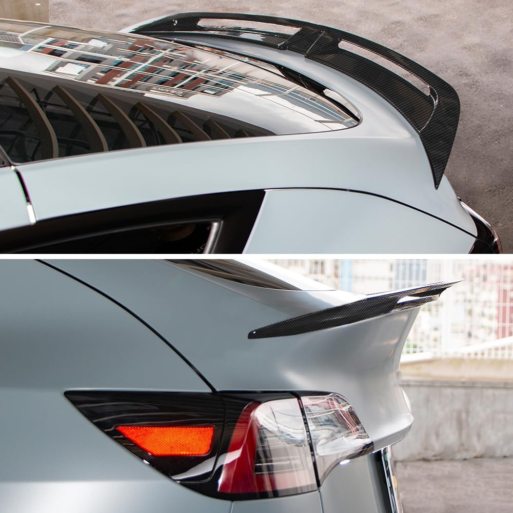 Real Carbon Fiber Spoiler Compatible with 2020-2024 Tesla Model Y Rear Trunk Spoiler, Turbo Style (TB)