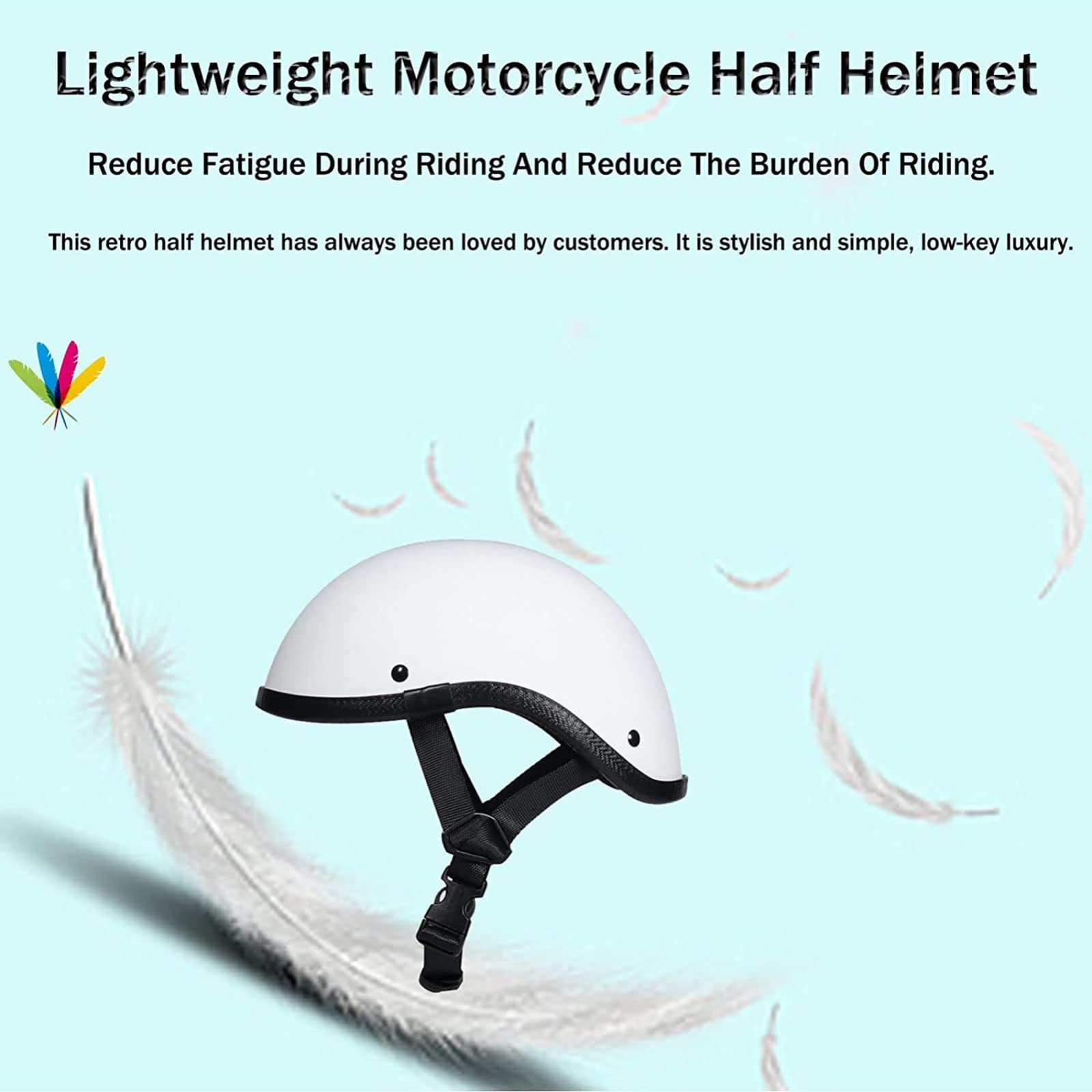Casco Mezzo Moto Omologato ECE Casco Beanie Skull Cap Mezza Casco, Casco Mezzo Guscio Scooter Per Adulti Uomo Donna, Caschi Cool Half Face Per Ciclomotore A Basso Profilo A, L=59~60CM