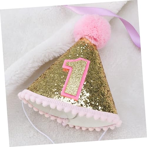Miniatura 3 de Gadpiparty Gorro brillante para fiesta de primer cumpleaños, para niños y niñas, diadema de papel, suministros para fiestas de niños y niñas