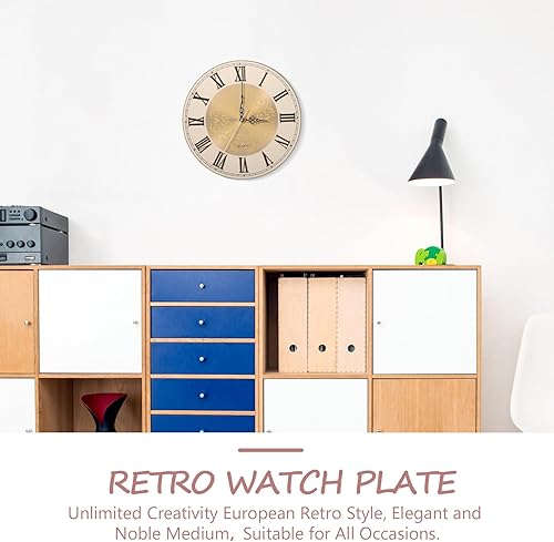 Miniatura 8 de Cabilock Esfera de reloj de pared de hierro de estilo europeo vintage, movimiento de cuarzo, kit de reloj de bricolaje, cara redonda de metal de