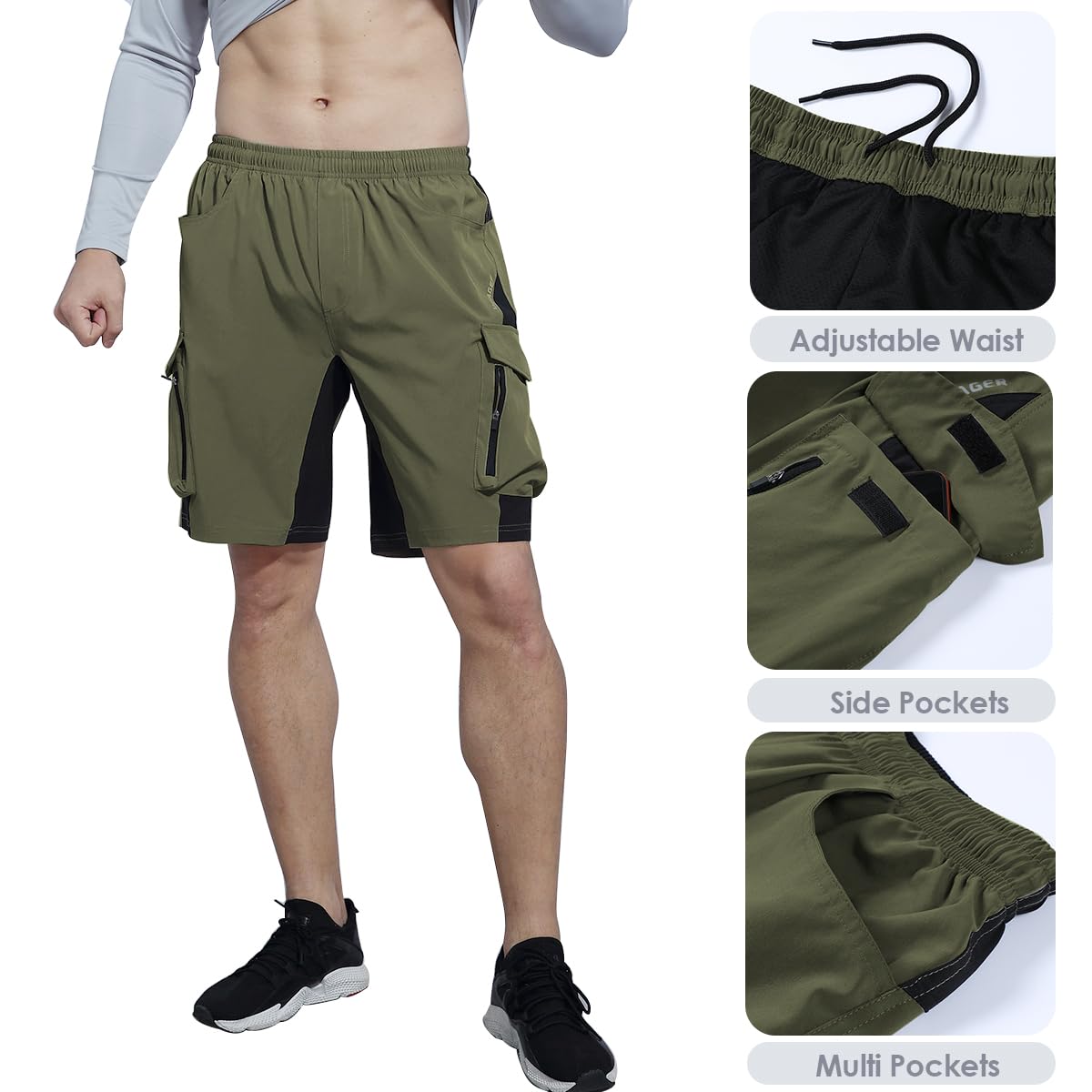 VAYAGER Short Cargo de Randonnée pour Homme, Léger et à Séchage Rapide avec Poches pour Pêche et Camping