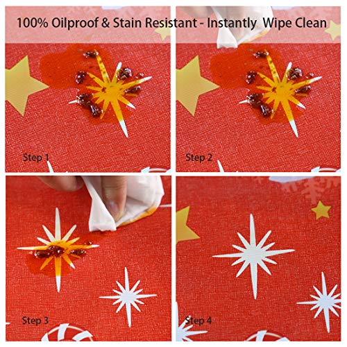 Waysle Holiday Tablecloth Rectangle 54x78 Inch - Plastic Red Snowman Decorations - Christmas Table Cloth, Easy to Wipe