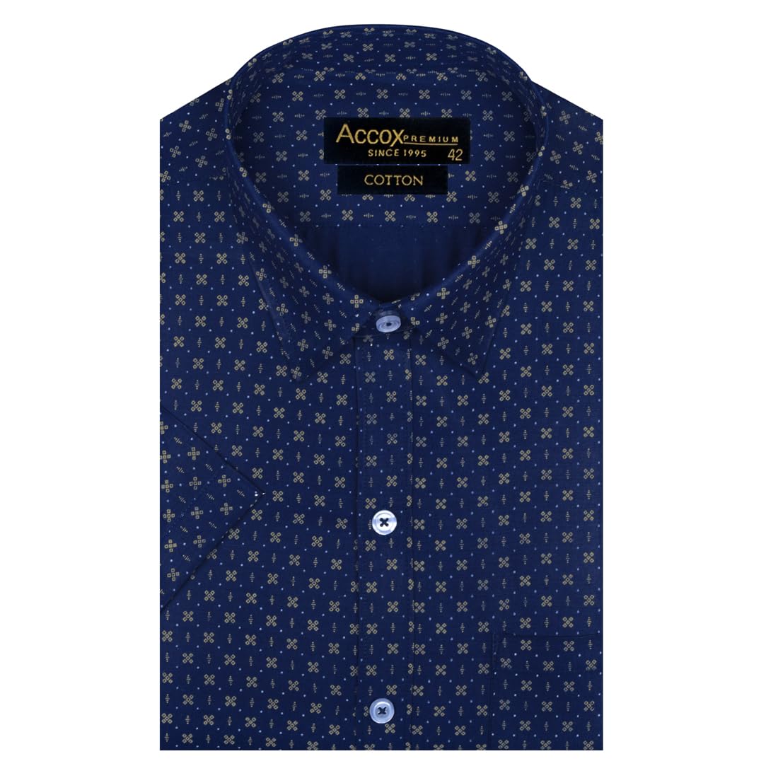 accox Men's Breathable Cotton Half Sleeves Printed Regular Fit Shirt (GCR498)-picture-28