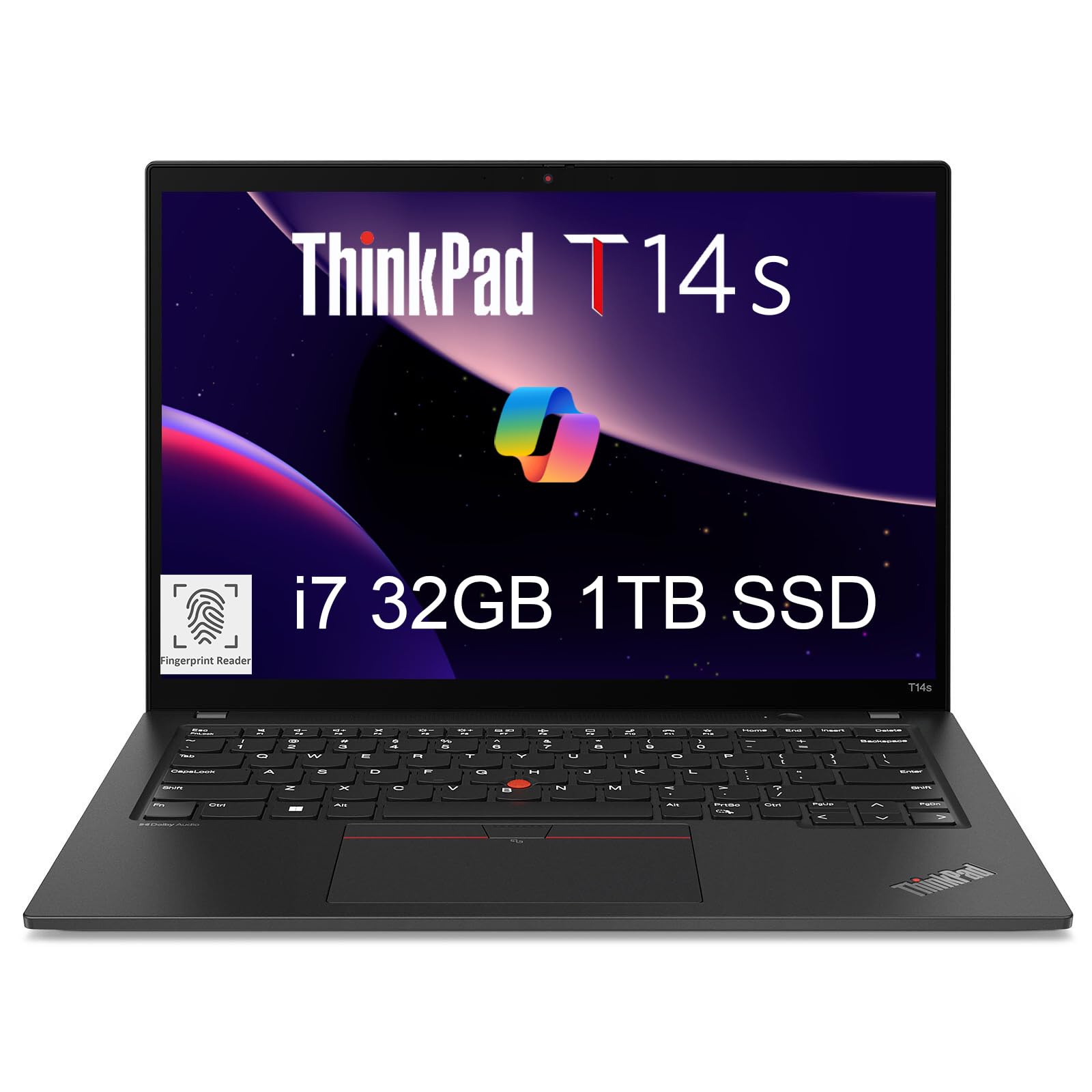 Lenovo ThinkPad T14s Business Laptop (14" FHD+ Anti-Glare, Intel 14-Core i7-1370P vPro, 32GB DDR5 RAM, 1TB SSD), 2x Thunderbolt 4, Fingerprint Reader, Backlit, 5MP RGB IR Webcam, Win 11 Pro w/ Copilot