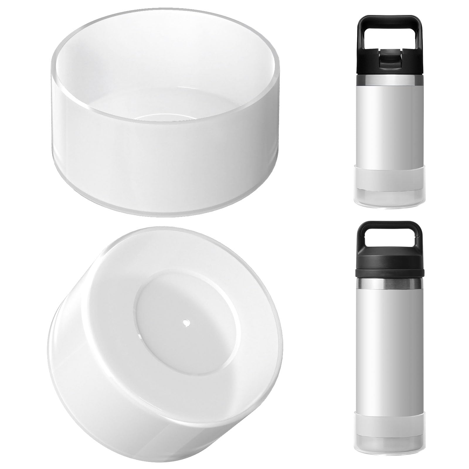 Linkidea Water Bottle Boot Compatible with YETI Rambler Jr. Kids 12oz, Rambler 12oz/18oz, Yonder 20oz/25oz, Silicone Anti-Slip Bottle Bottom Sleeve Bumper Protector (Clear White / 2 Pack) — image 1