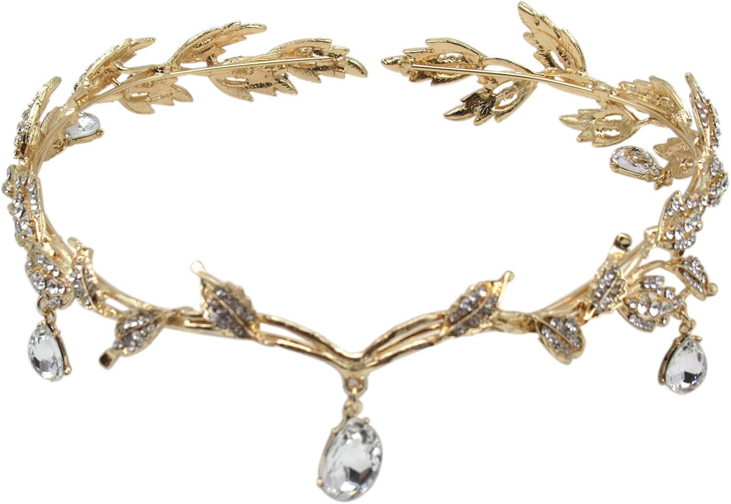 USonline911 Premium Rhinestone Leaf Wedding Tiara Headband Crown Headband for Pageants Wedding Prom Birthday