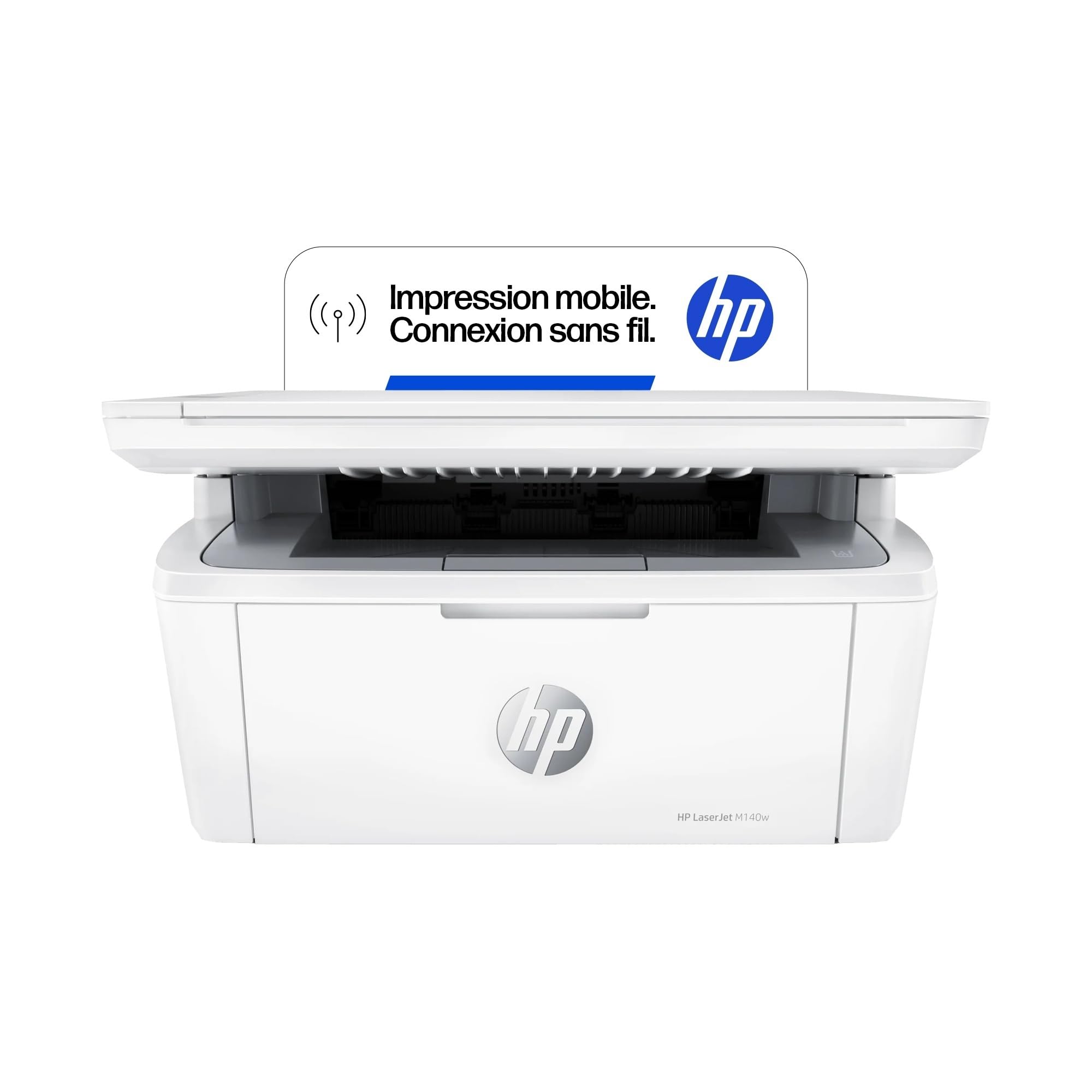 HP LaserJet M140w, 7MD72F, Imprimante Multifonction Laser A4, Monochrome, Impression Recto/Verso Manuelle en Noir et Blanc, 20 ppm, Wi-FI, Smart, Blanche