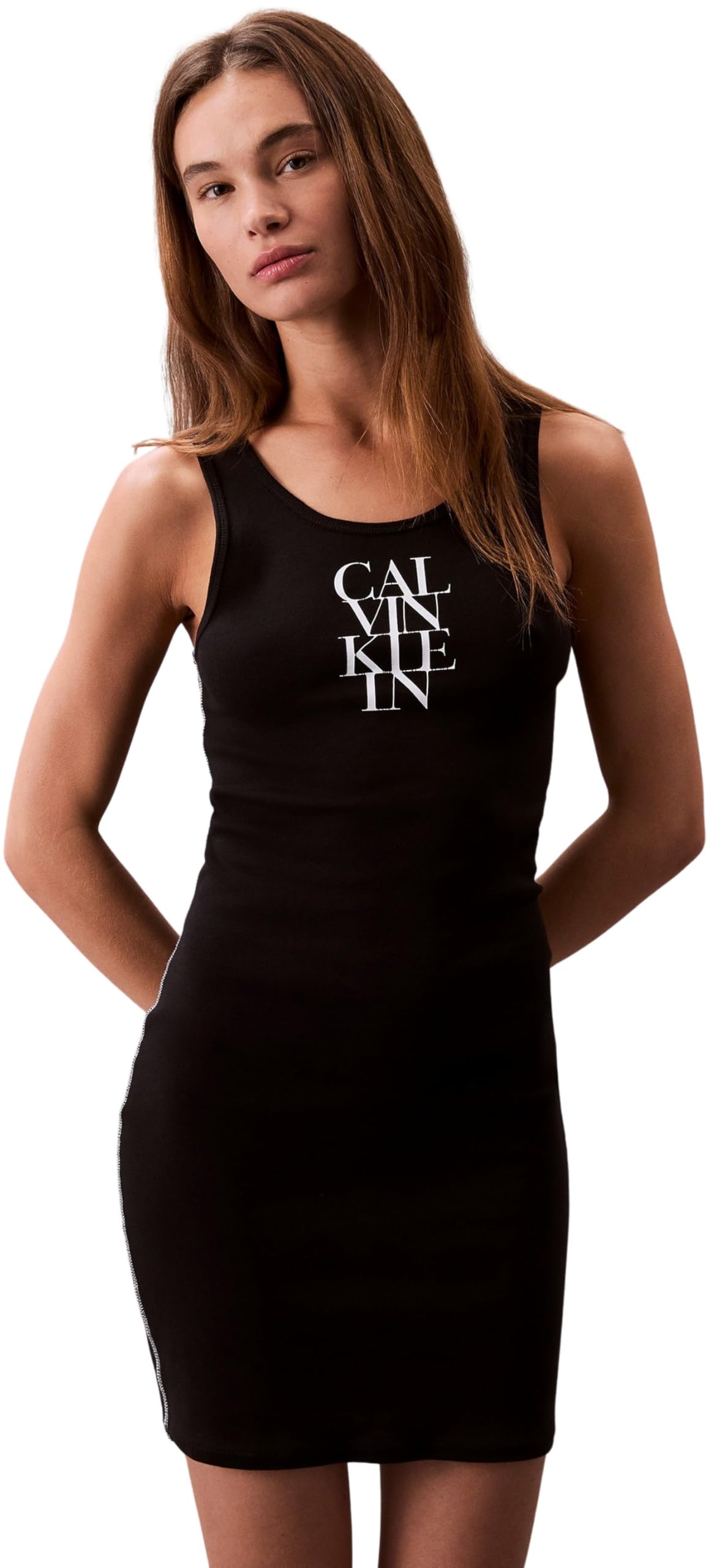 Calvin Klein Robe-​Débardeur Femme Cotton Rib Mini, Noir (Black), XXS