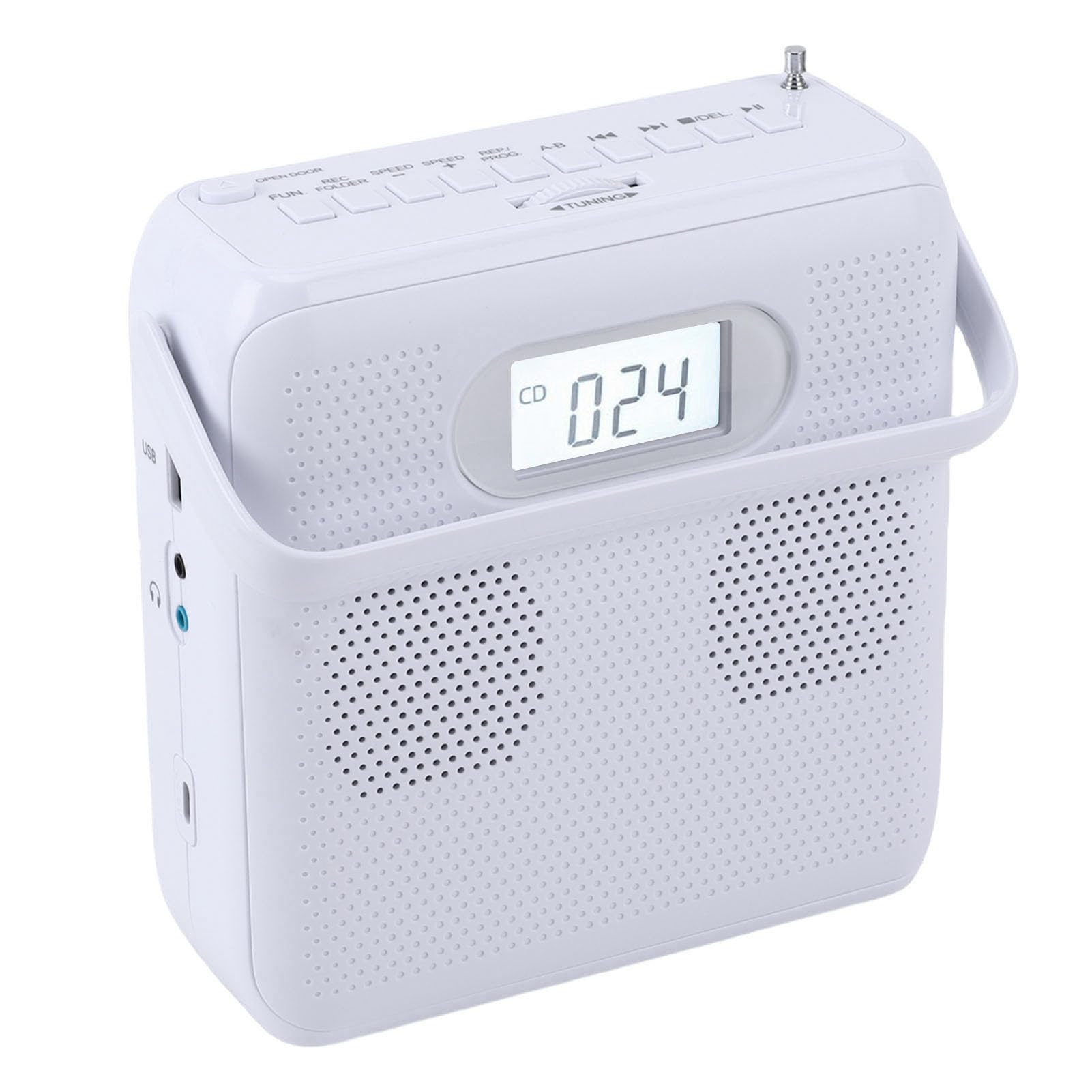 Annadue Przenośny Odtwarzacz CD z Bluetooth, Stacjonarny Odtwarzacz Muzyczny z obsługą USB FM MP3, Podwójne Zasilanie, Konstrukcja Uchwytu, do Użytku w Domu i na Zewnątrz