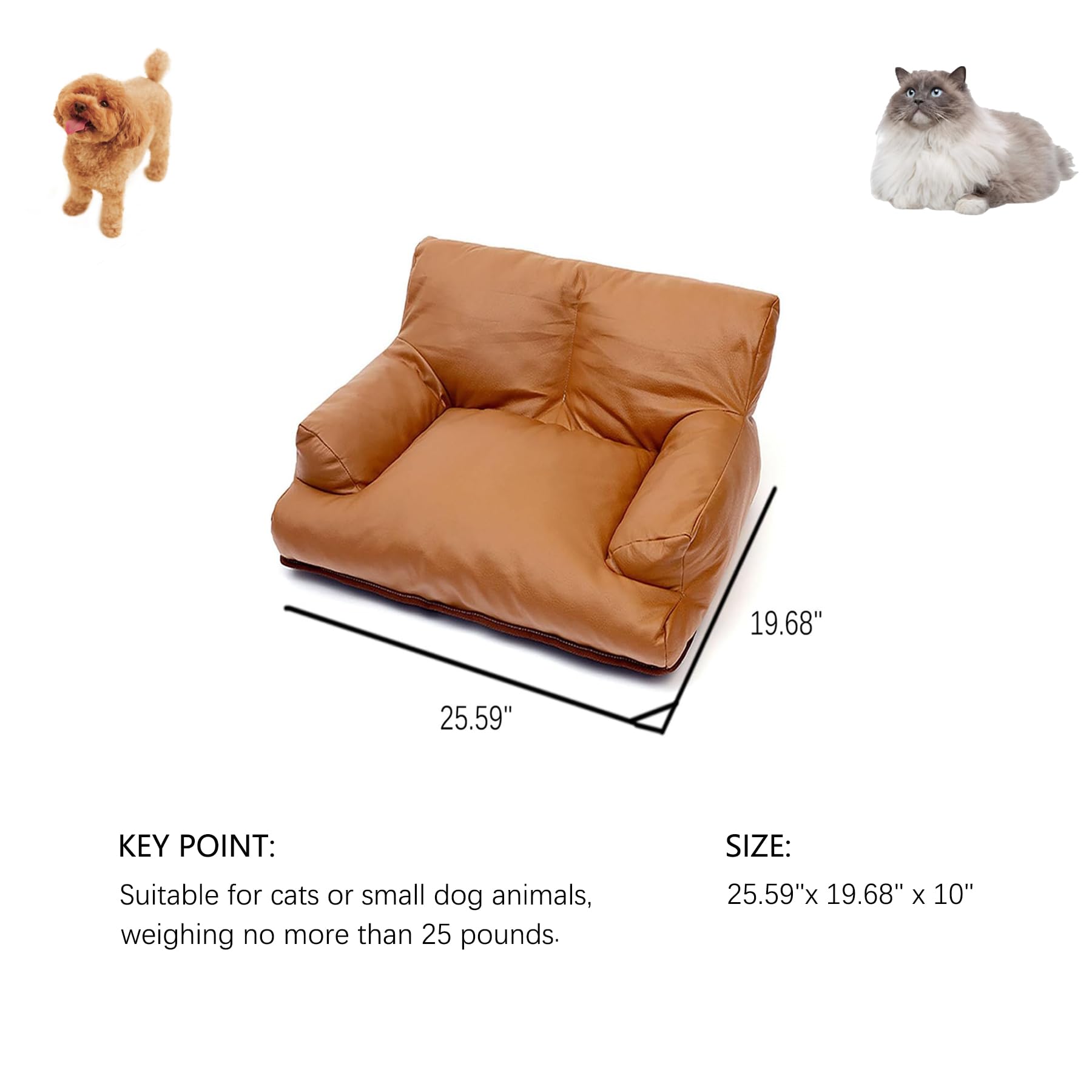 Sofá-Cama Para Gatos E Cachorros - Couro Sintético Vintage - Cor Café Grande