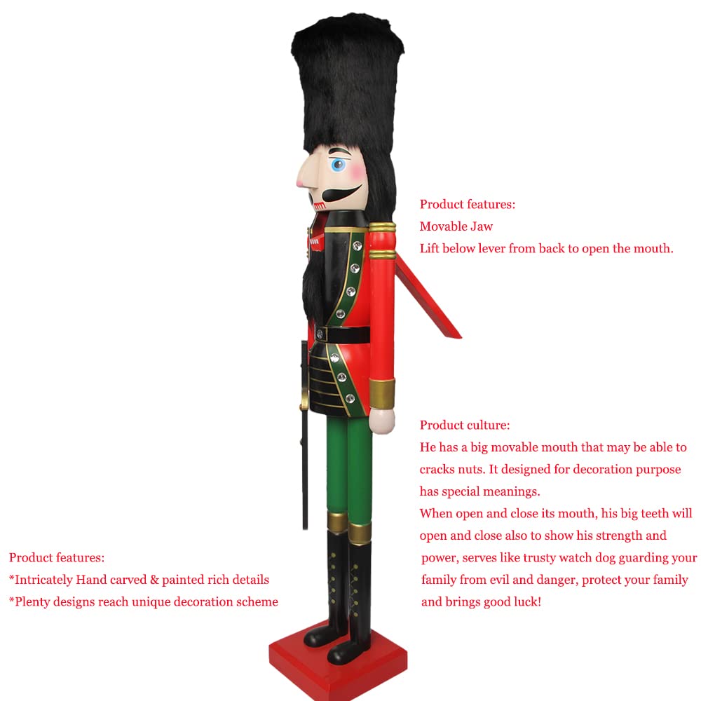 CDL 4ft Tall Wooden Nutcracker Soldier - Life-Size Christmas Decoration With Scimitar - View #3