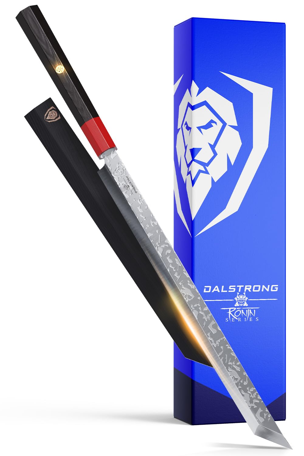 Dalstrong Tuna Knife - 17" Single Bevel Blade - RONIN Series - Japanese AUS-10V Damascus - Red Rosewood Handle - w/Sheath