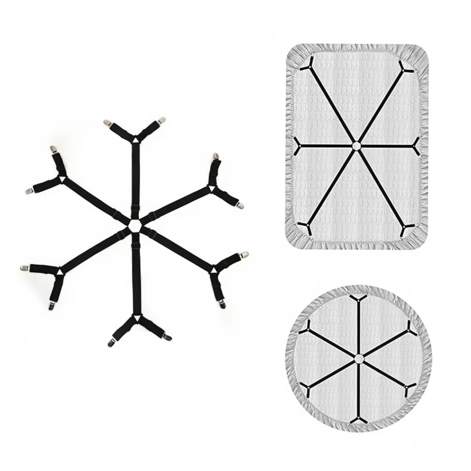 GSJNHY Bed Sheet Grippers Belt Universal Bed Sheet Fixed Holder High Elastic Adjustable Crisscross Fastener Straps Kits Non-Slip Sofa Cover Clips for Bedding(12 Clips Black)