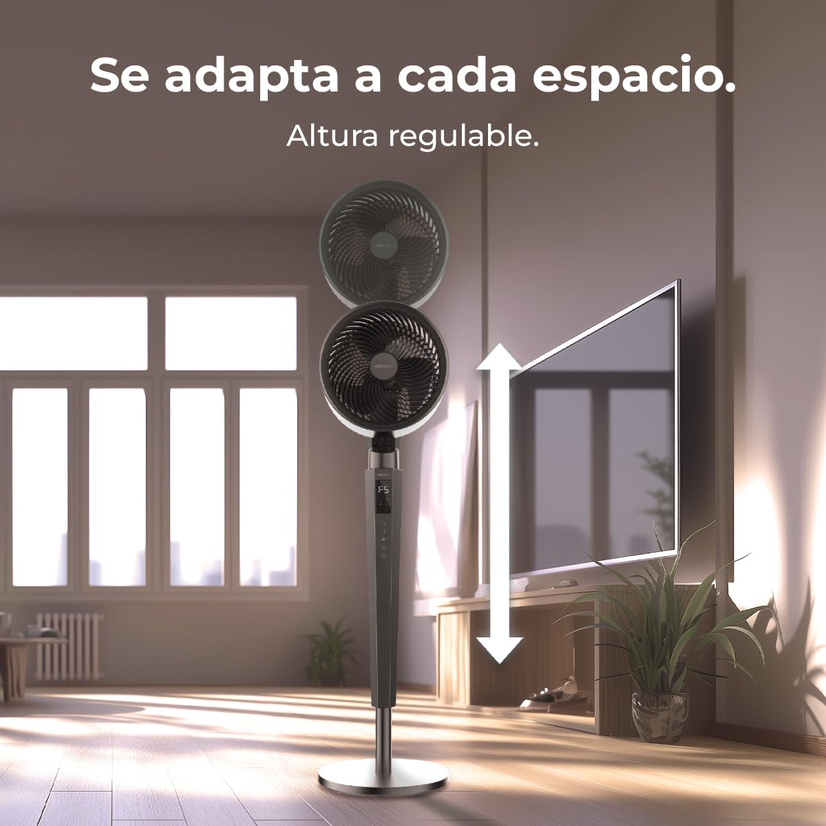 Cecotec Ventilatore da Piantana Circolatore d'Aria Energysilence 2400 Cyclone Noir. 40W, Potente Circolazione d'Aria, 24 Velocità, Oscillazione 120º, Telecomando, Timer 12h, Schermo LED Tattile