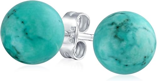 Pendientes de tuerca de bola de cuentas redondas simples de 065 pulgadas para mujeres para adolescentes plata de ley 925 más colores Gema Piedra
