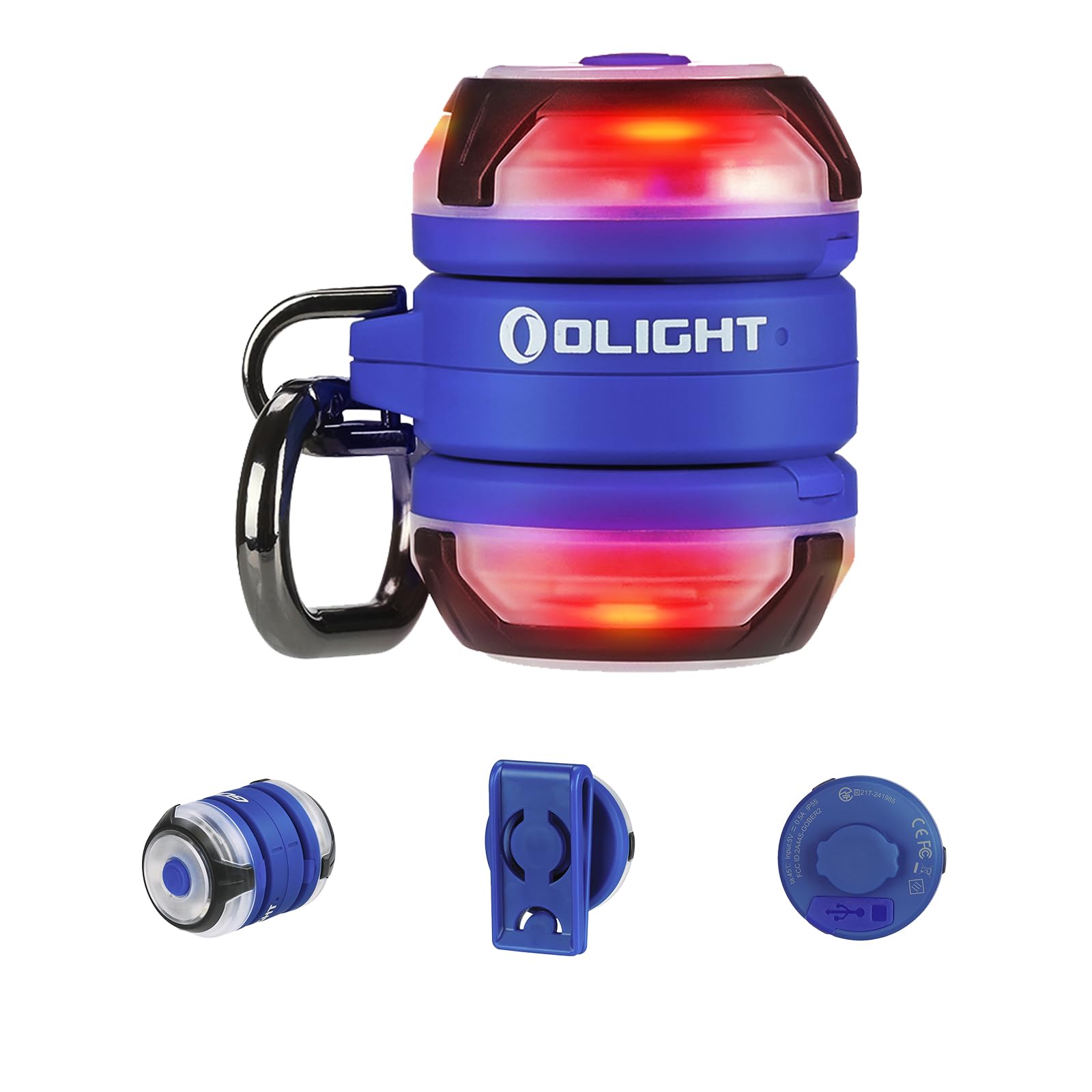 OLIGHT Gober 2 LED High Performance Safety Light with Magnetic Base and Backpack Clip, Multi-Color USB-C Rechargeable Flash Beacon Lamp for Hiking, Dog Walking, Running, Cycling (Blue)