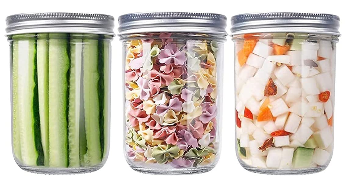 Ash & Roh- 500 Ml Glass Regular Mouth Mason Jars With Silver Metal Airtight Lids For Meal Prep, Food Storage, Canning, Drinking (Pack Of- 3), Blue-Violet (B09K45Y4WW) Amazon Price History, Amazon Price Tracker