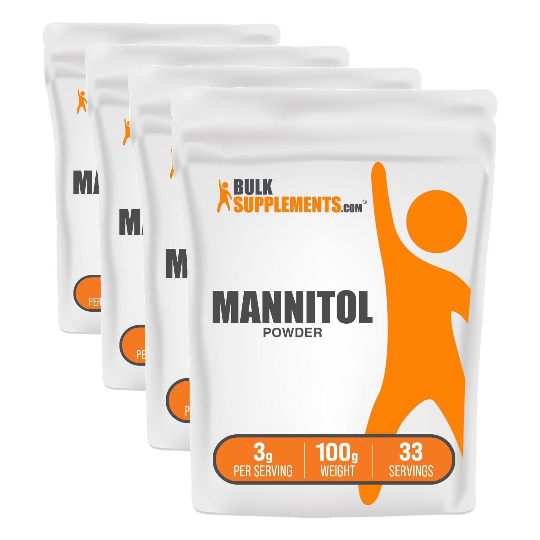 BulkSupplements.com Mannitol Powder - Mannitol Sweetener, Sugar Substitute, Mannitol Supplement, Natural & Gluten Free, 3g per Servings, 100g (3.5 oz) (Pack of 4) 3.52 Ounce (Pack of 4)