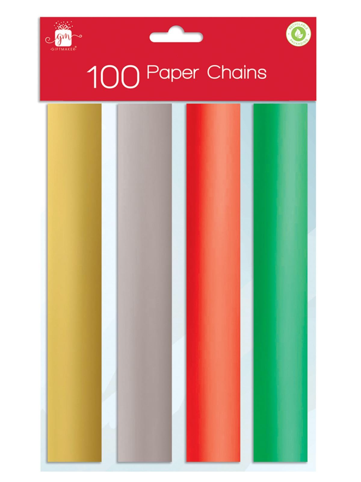Giftmaker Pack 100 Assorted Colours Paper Chains Christmas Decoration