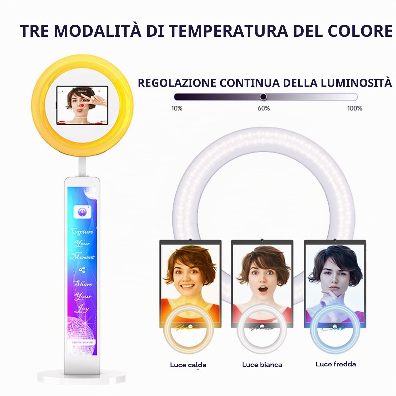 MWE Photo Booth con Flightcase, Personalizzazione del Logo, Software di Supporto e Controllo Remoto, Adatto per Feste, Matrimoni, Industria del Noleggio, Youtube, Video, Tiktok Live
