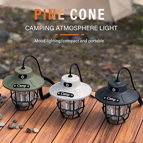 Miniatura 2 de Linterna de campamento de 1200 lúmenes, luz LED recargable con 4 modos de luz, linterna portátil USB al aire libre para campamento, senderismo,
