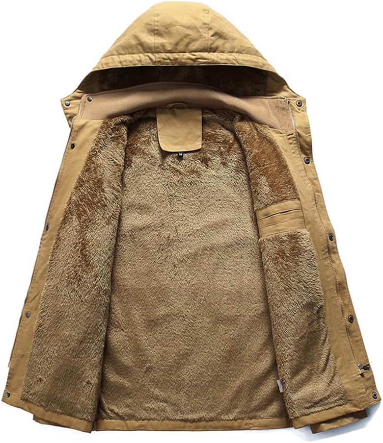 Man Winter Retro Zipper Bomber Jackets Military Jacket Outwear Fleece Warm Hooded Coats