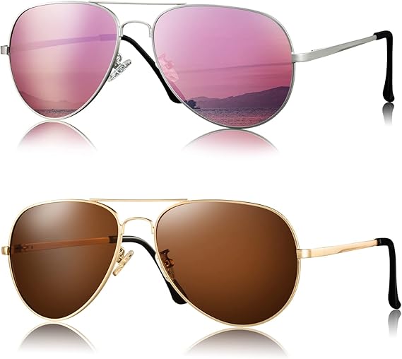 SIPHEW 2 Pack Trendy Polarized Sunglasses for Women Vintage Stylish Glare-Killer Glasses Aesthetic Accessories for Outdoors