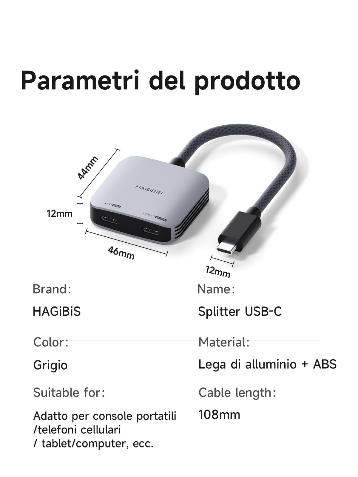Hagibis - Adattatore per occhiali AR da 8K60Hz da 4K144 Hz USB C a occhiali e convertitore di ricarica, adattatore di alimentazione e set da 100WPD per XREAL, Viture(Non compatibile con Switch2)