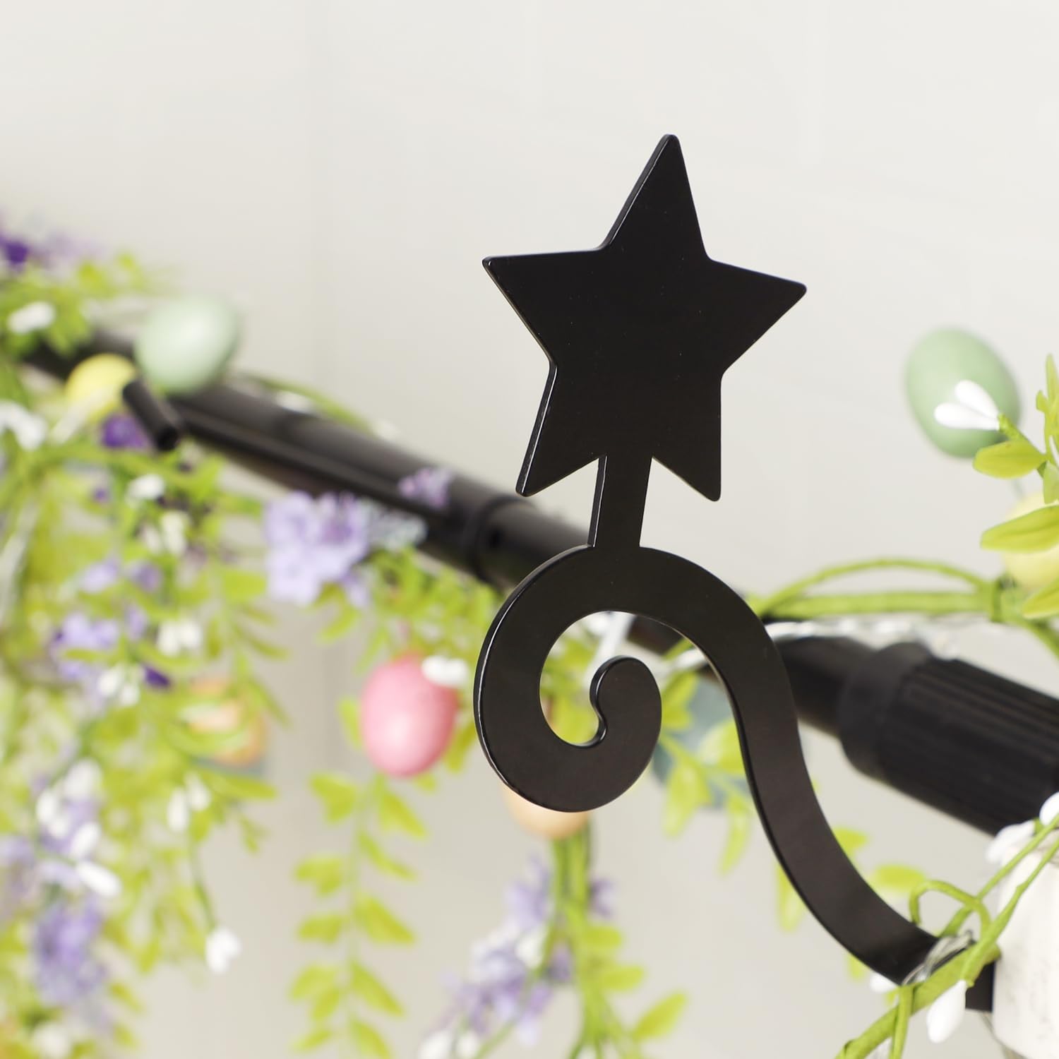 Adjustable Black Metal Door Garland Hanger - No Drill Wreath Hook For Christmas, Fits 32" To 39" Doors