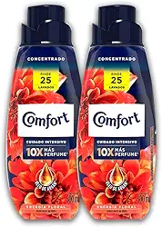 Comfort Amaciante Concentrado Energia Floral, 500ml, Pack com 2, Rende 25 Lavagens, 10X Mais Perfume