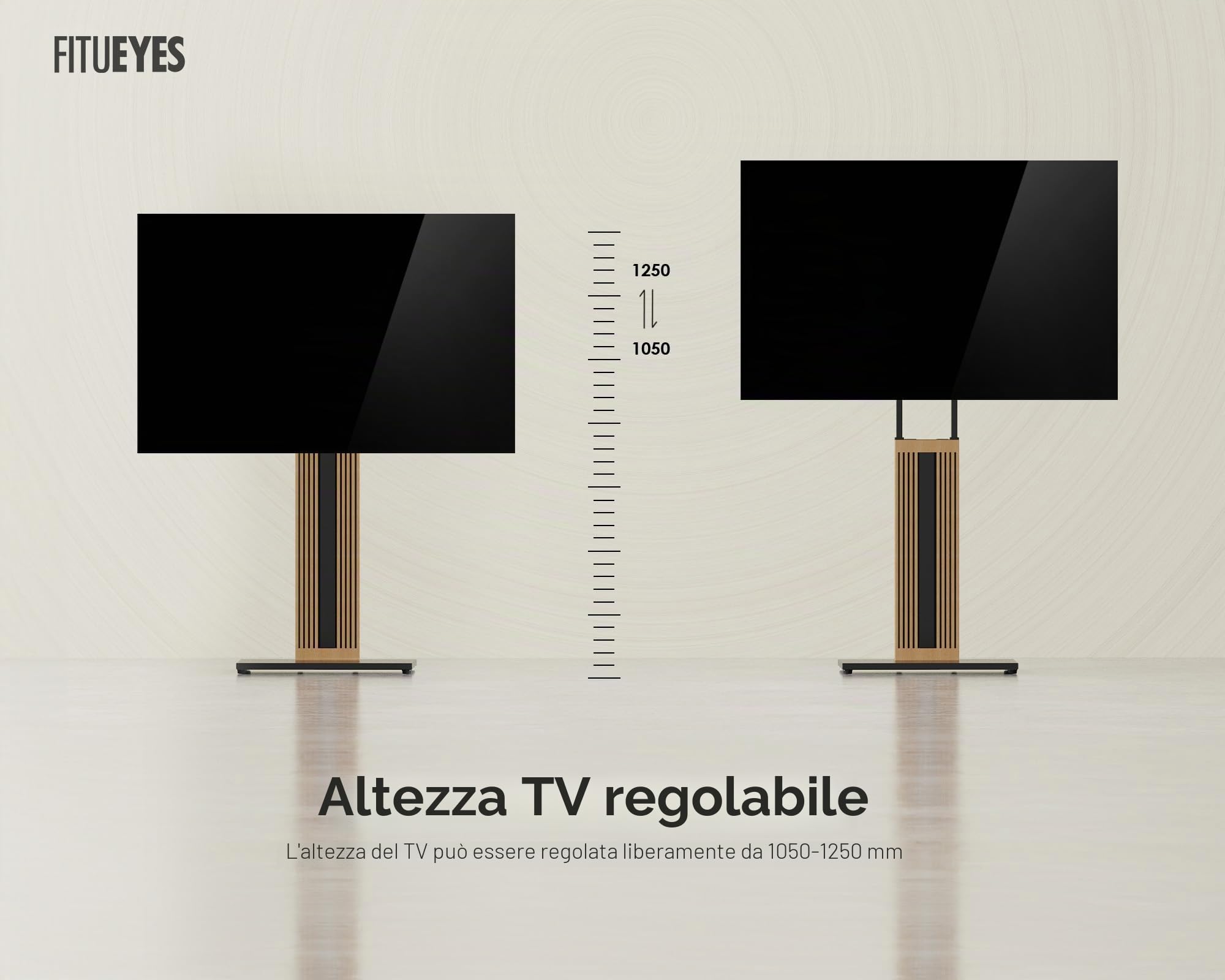 FITUEYES Supporto TV da Pavimento per 32" - 65" Regolazione Angolo ± 30° Porta TV da Terra Mobile Portata Massima 40 kg Massimo VESA 400 * 400mm Serie ZEN
