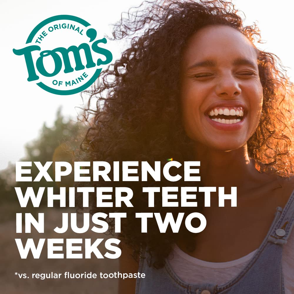 Tom's of Maine - Pasta de dientes blanca luminosa natural con fluoruro limpia menta - 4 oz.