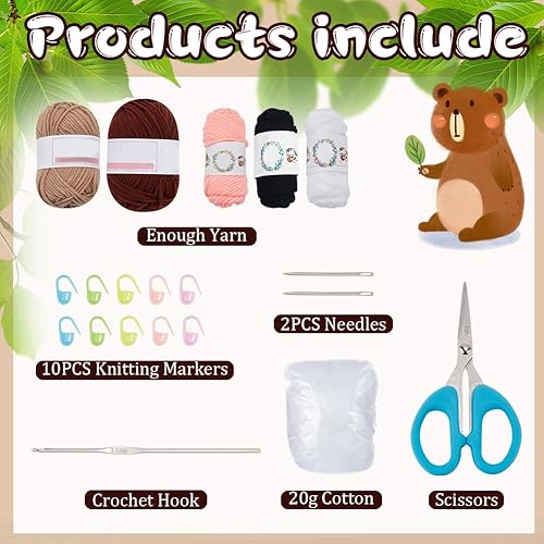 Miniatura 2 de FREEBLOSS Juego de 2 posavasos de ganchillo para principiantes, kit completo de ganchillo para principiantes, kit completo de ganchillo para