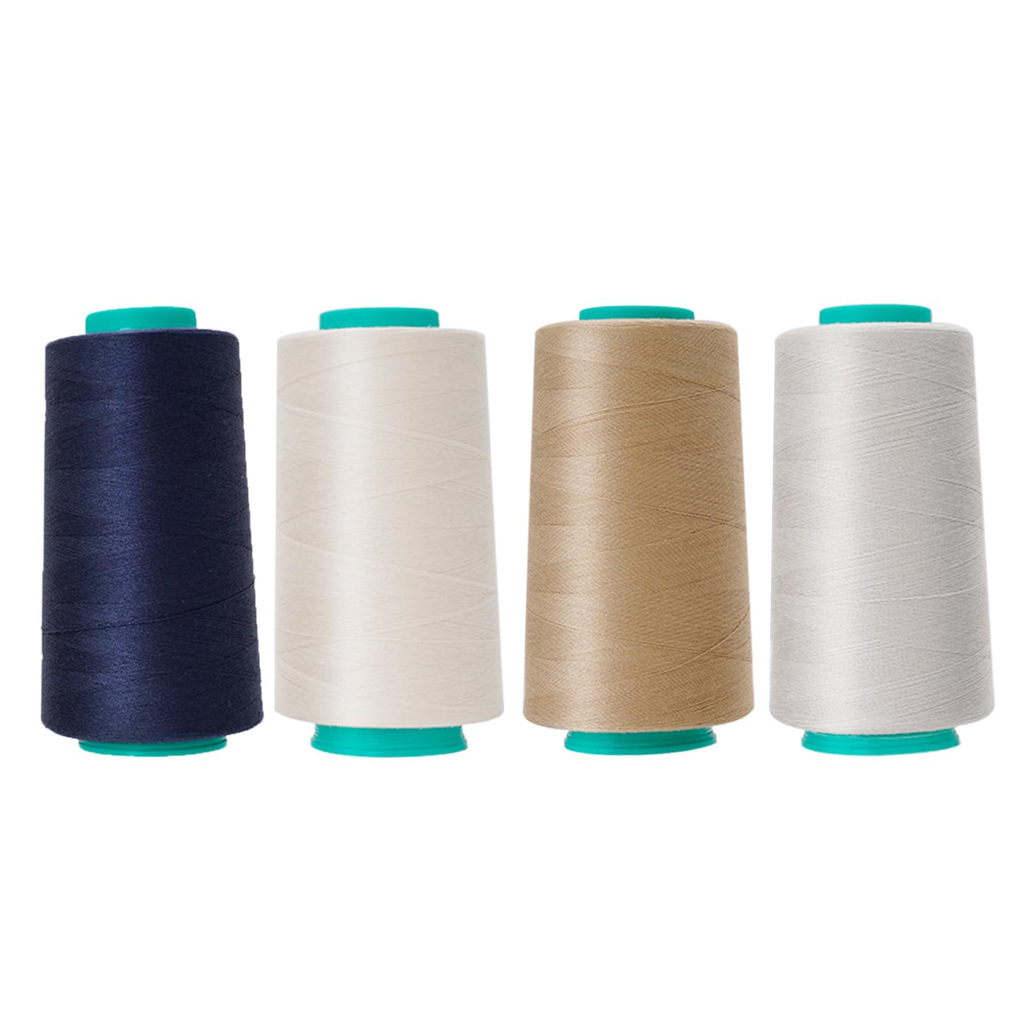 Conos de hilo de coser, paquete de 4 unidades, 3000 yardas, hilo de poliéster multiusos para coser, acolchar, máquinas de soldar, overlock, bordado (caqui, azul marino, gris claro, beige)