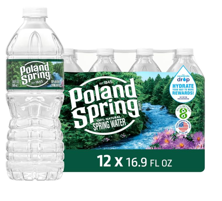 Poland Springs 100% Natural Spring Water, 16.9 Fl Oz- 12 Pack WITH DEMAYA BOX