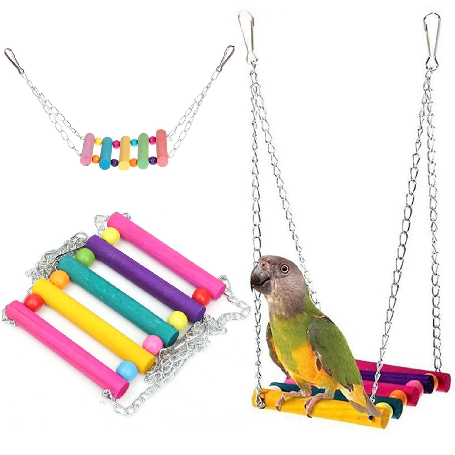Despacito Birds Swing Hanging Toy Wooden Hammock for Birds Parrots Parakeets Budgies Cockatiels Lovebirds (5-pcs) (B08572LZ62) Amazon Price History, Amazon Price Tracker