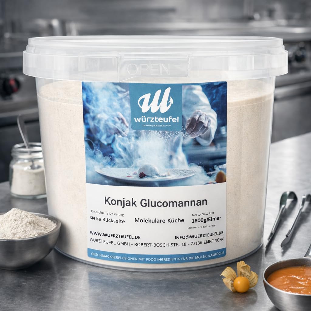 Würzteufel Konjak Glucomannan, E425 ii, Konjakwurzel - Extrakt, Teufelszunge, Konjac Gum 36.000cps, PE - Eimer 1800g (1,8KG)