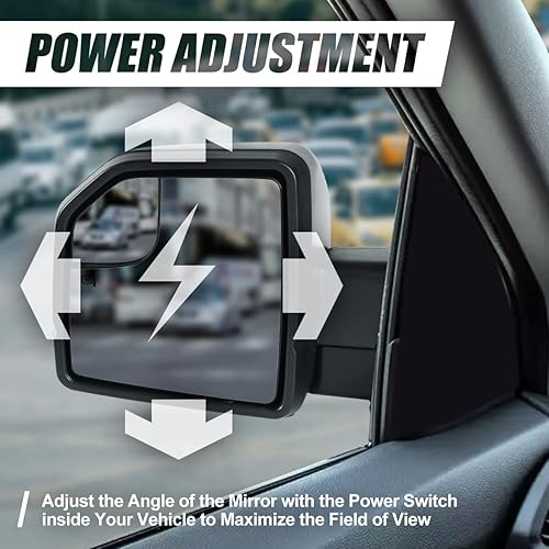 Miniatura 3 de Auto Dynasty Espejo de señal de giro LED con calefacción eléctrica del lado del conductor izquierdo con luz de charco compatible con Ford F-150