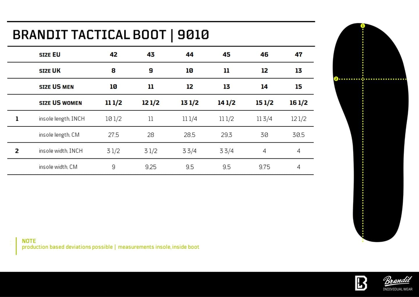 Brandit Mężczyźni 9 Eyelet Tactical BootsButy wojskowe i taktyczne