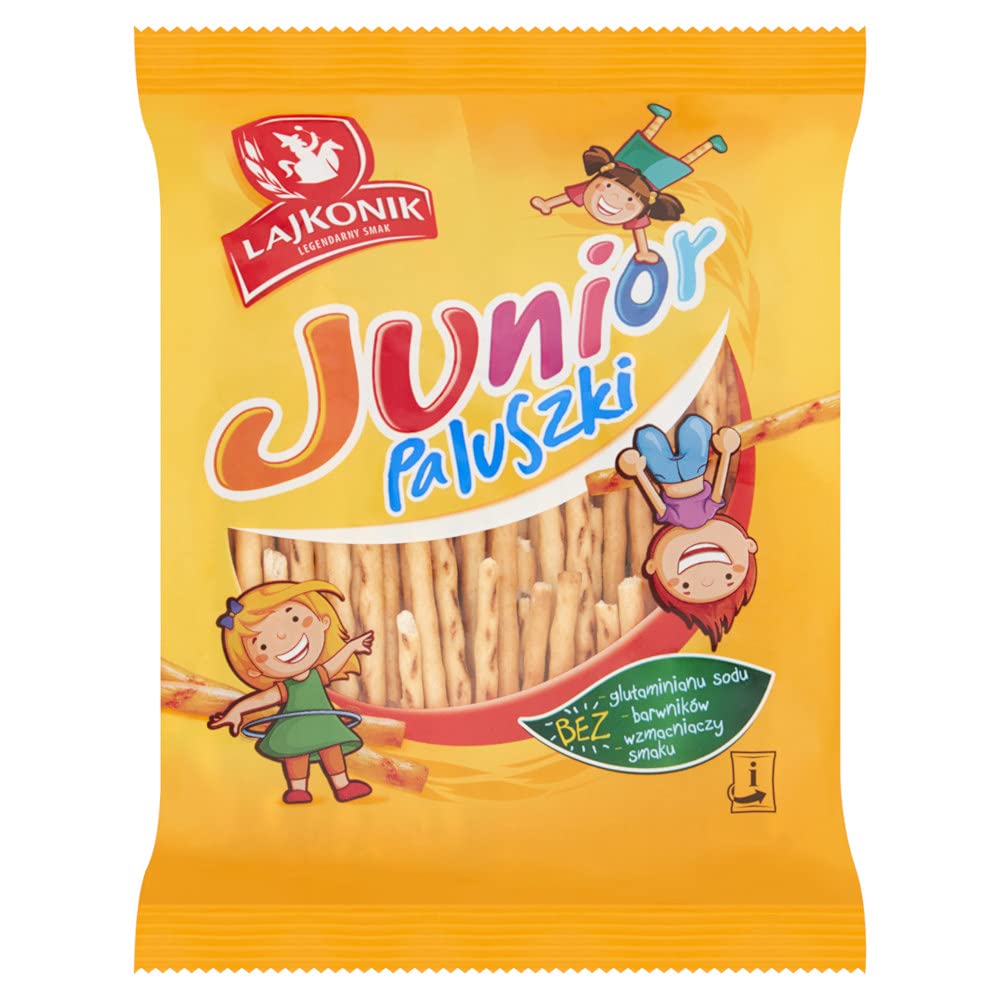 Lajkonik Paluszki Junior Sticks 180g (Pack of 11) - Salted Baked Snacks, Pretzel Treats