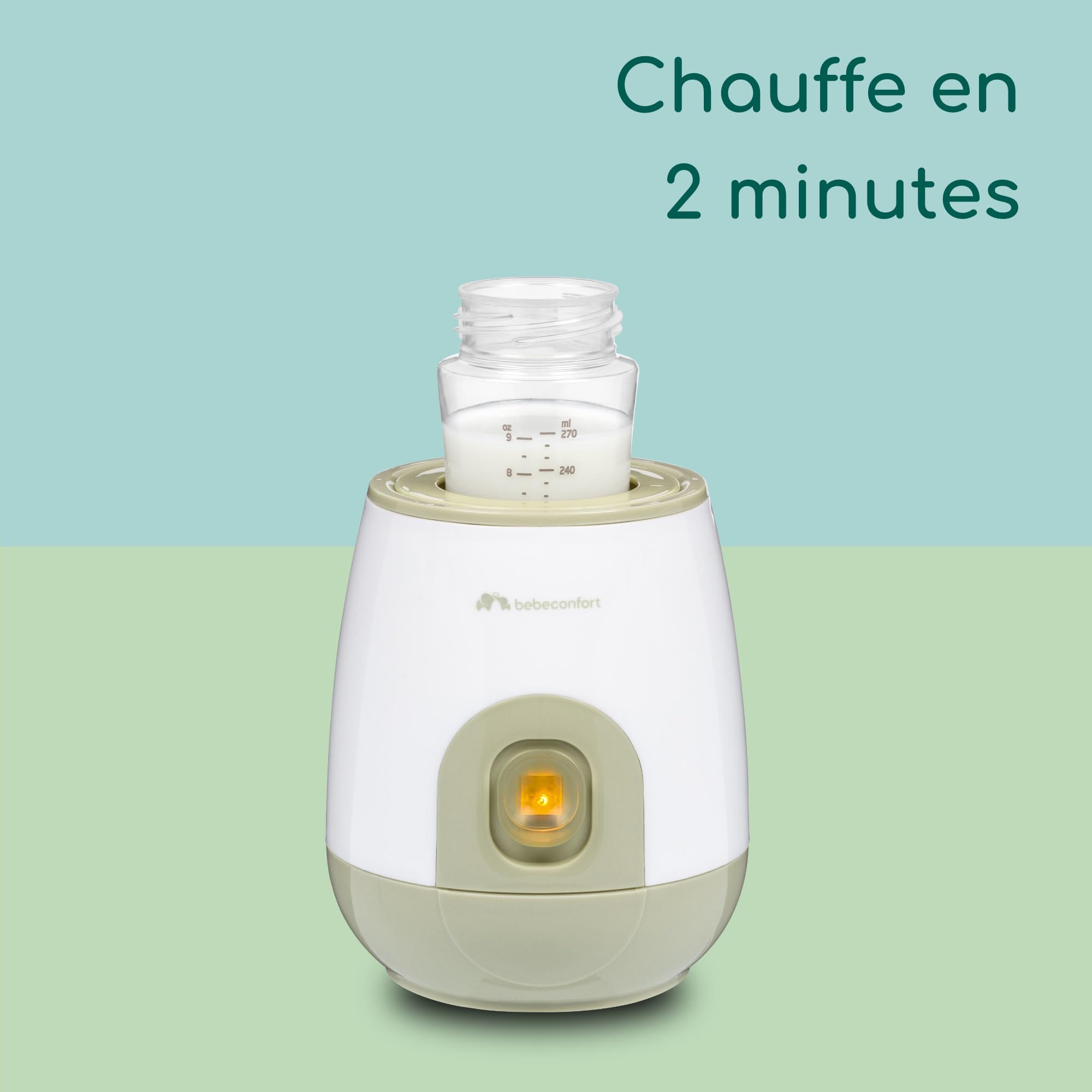 Bebeconfort Chauffe-Biberon Électrique Express pour Bébé, Chauffe-Biberon pour la Maison, Chauffage Rapide, Facile à Utiliser, Blanc et Vert