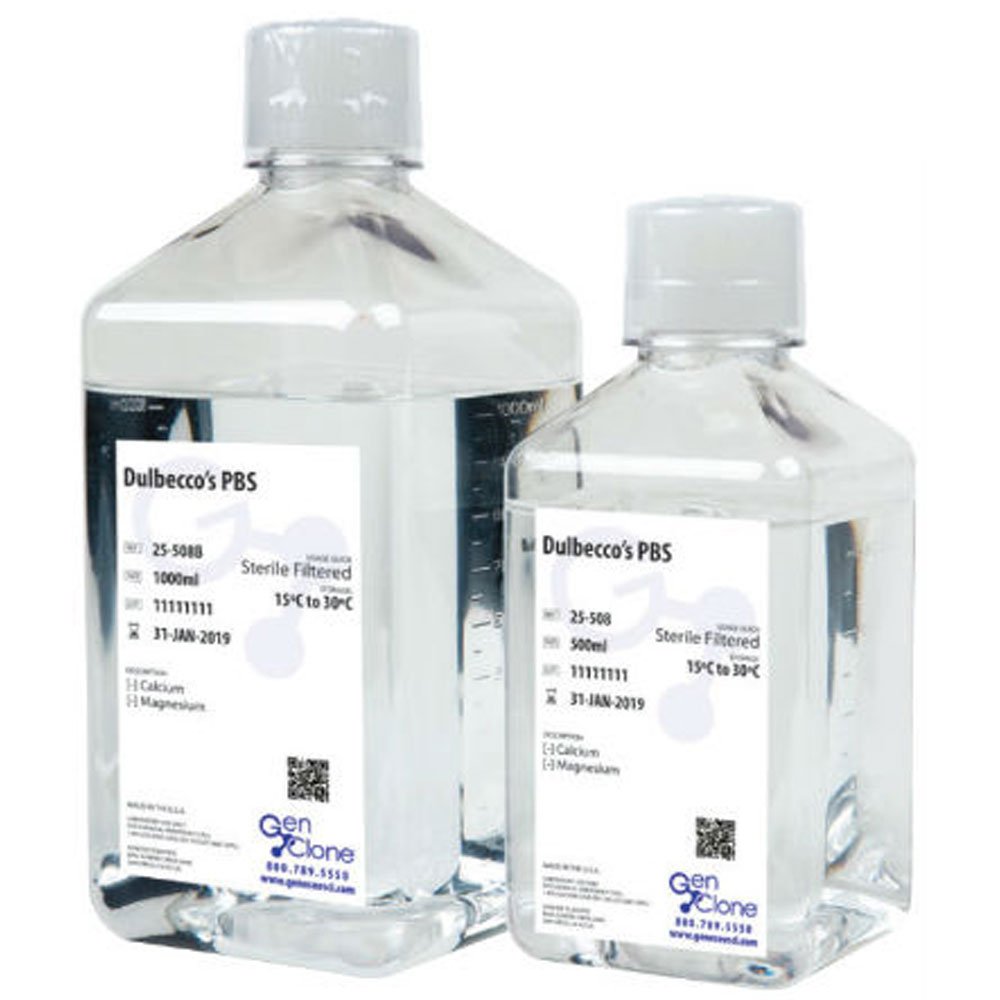 Dulbecco’s Phosphate Buffered Saline - 1X (6 X 1000 ml/Unit) – Sterile Filtered Solution Without Ca, Mg, & Phenol Red - 7.4 pH Buffer Solution - Optimal Processing Liquid for Cell Culture Performance